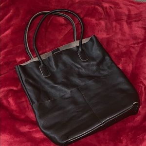 Brown leather tote